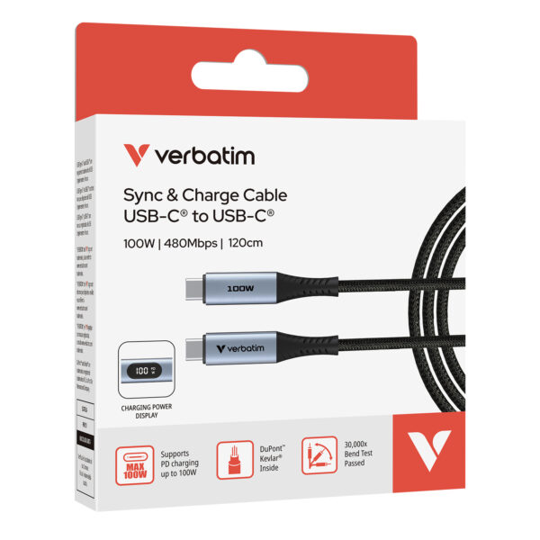 Sync & Charge Cable 100W USB-C to USB-C with LED Display (SCC2-CCD100) - Image 3